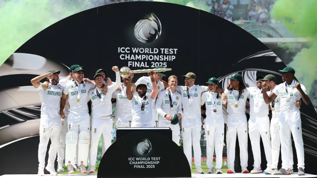 South African cricket team celebrating WTC 2025 title at Lord’s