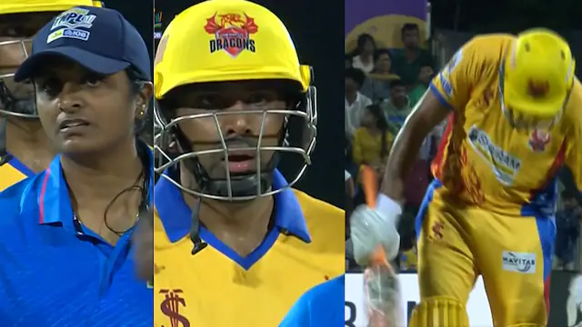 R Ashwin reacts angrily after being given out LBW during TNPL 2025 match against R Sai Kishore