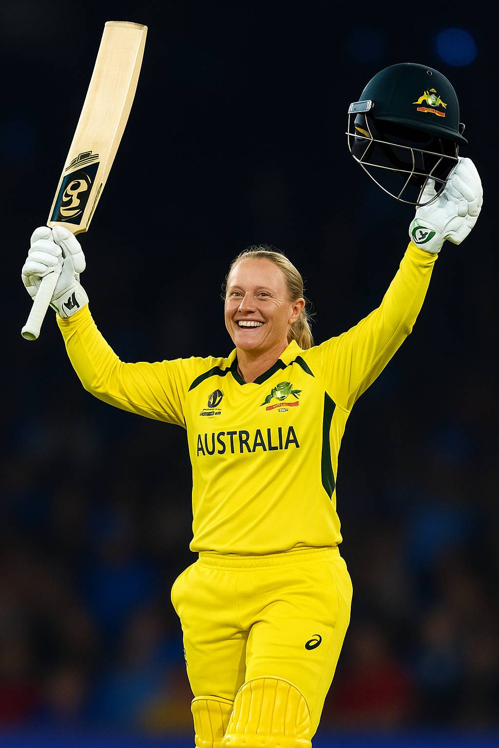 Alyssa Healy celebrating a century for Australia Women’s Cricket Team during the ICC World Cup 2025.