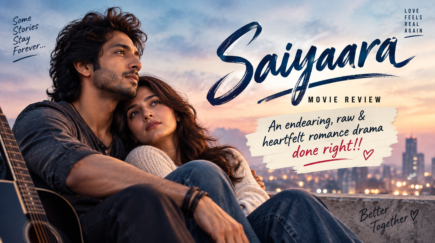 Saiyaara movie review featuring a couple in a romantic drama setting